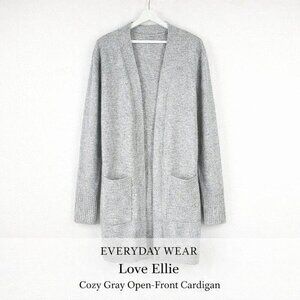 Love Ellie Cozy Gray Open-Front Longline Cardigan Women’s Small NWOT